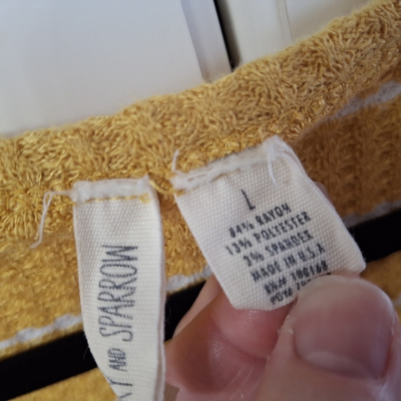 Sky and Sparrow Mustard Striped Button-Up Cardigan - Picture 5 of 12